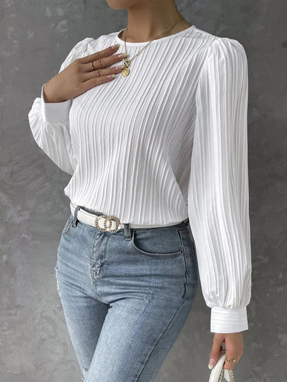 Geplooide top voor dames met pofmouwen