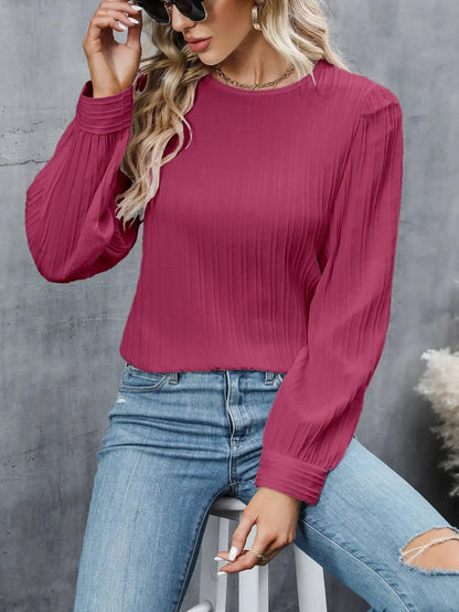 Geplooide top voor dames met pofmouwen