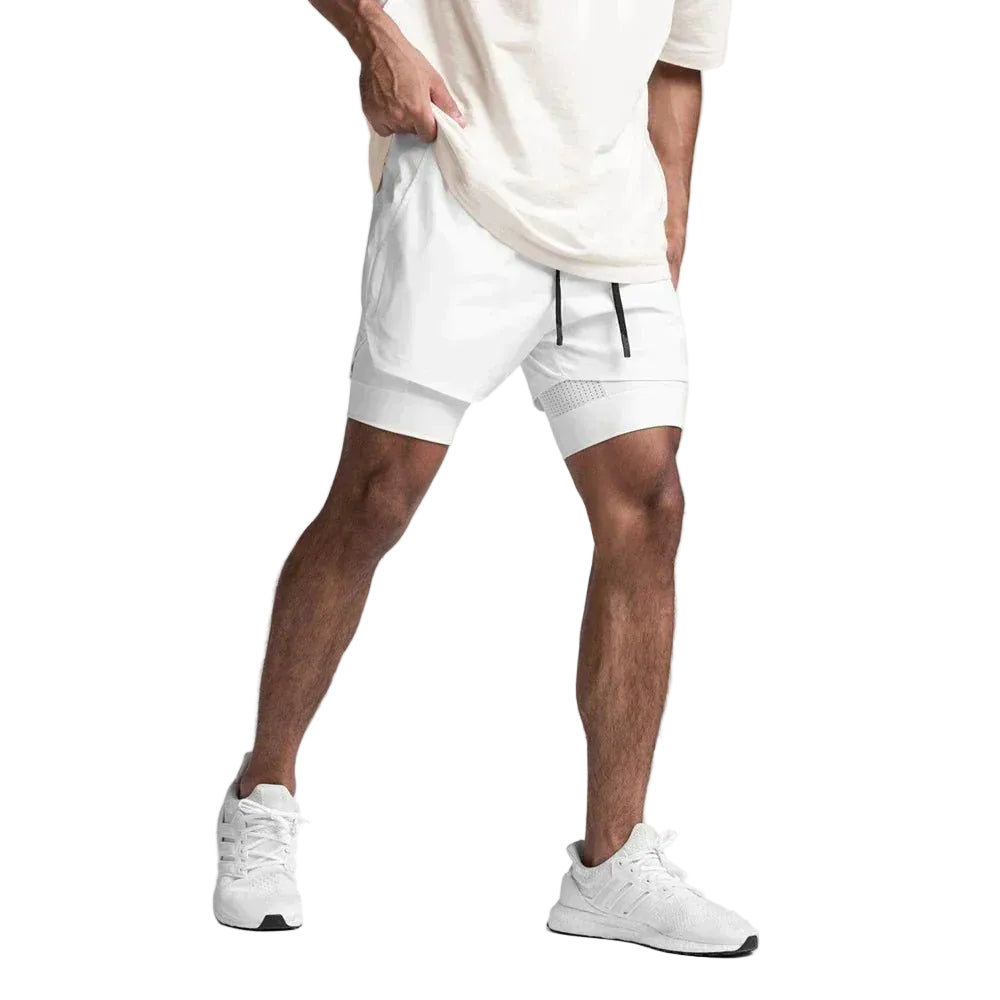 Heren 2-in-1 Sport Short Drawstring Training