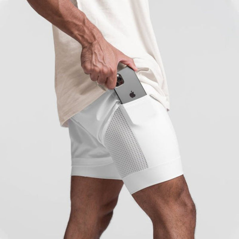 Heren 2-in-1 Sport Short Drawstring Training