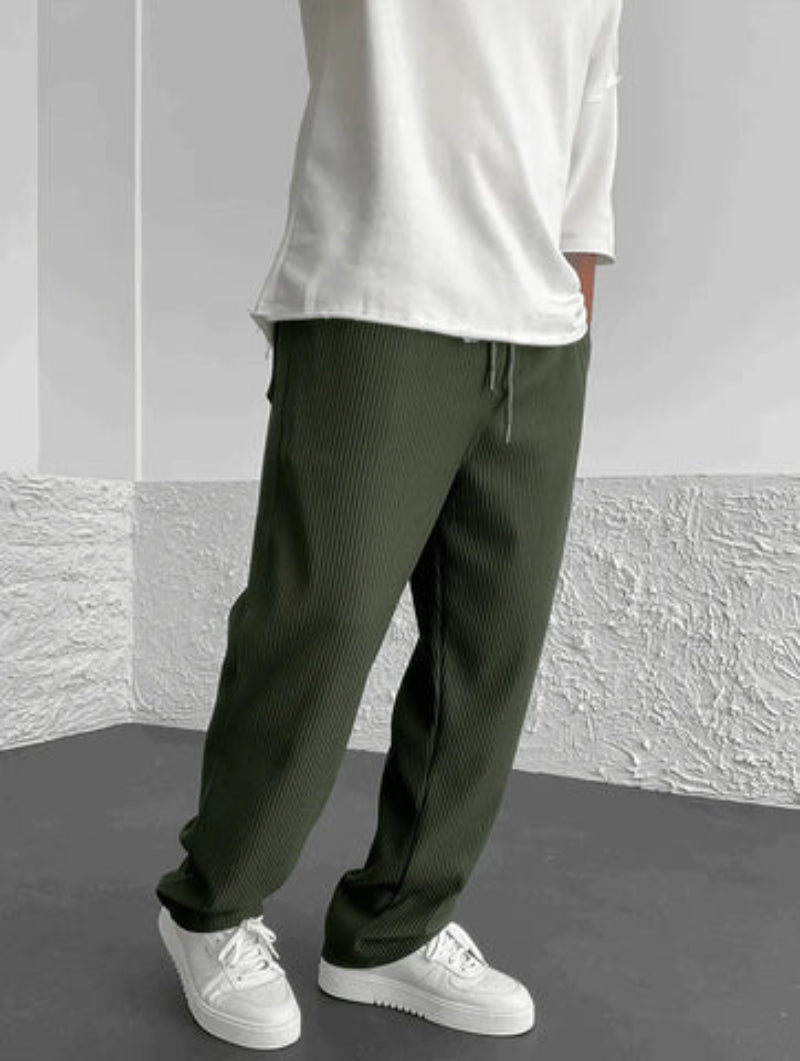 Heren Baggy Plisse Broek Trekkoord
