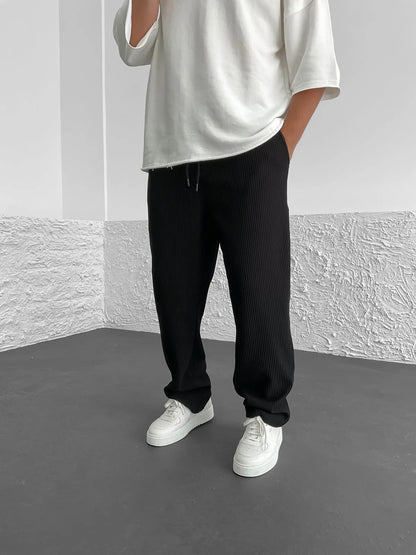 Heren Baggy Plisse Broek Trekkoord
