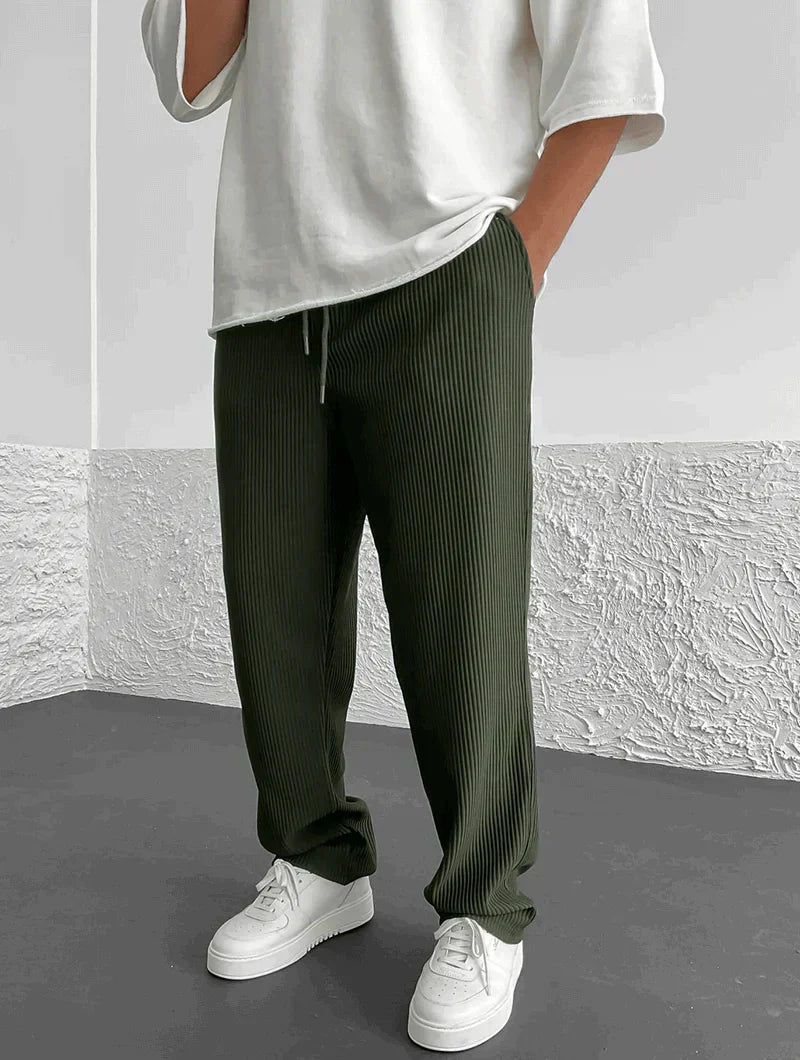 Heren Baggy Plisse Broek Trekkoord