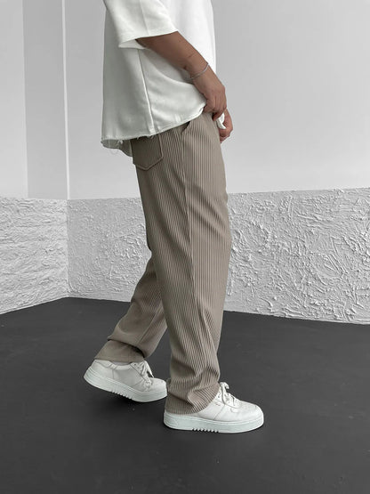 Heren Baggy Plisse Broek Trekkoord