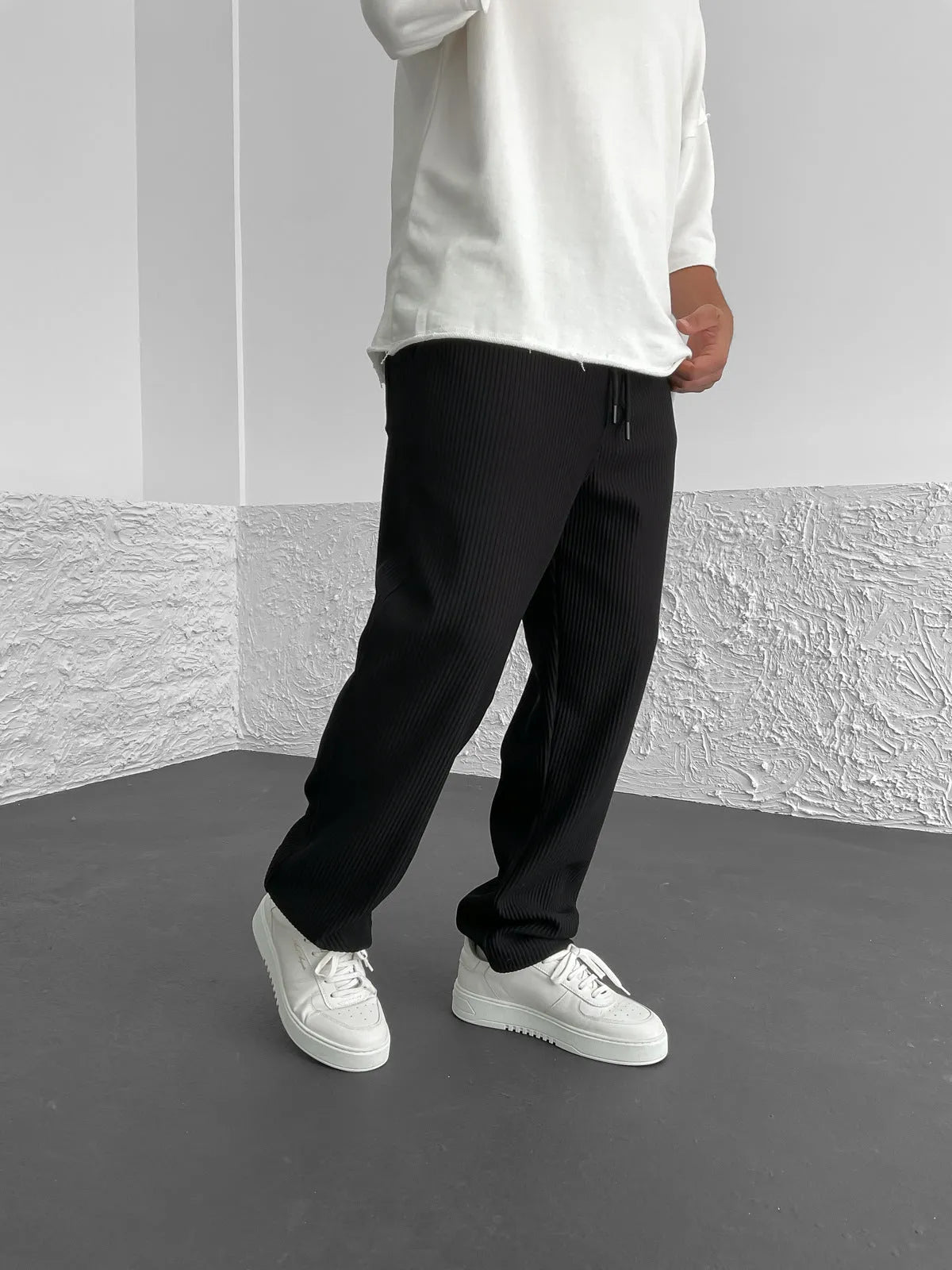 Heren Baggy Plisse Broek Trekkoord
