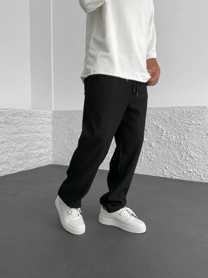 Heren Baggy Plisse Broek Trekkoord