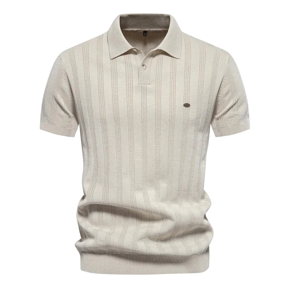 Heren Gestreepte Gebreide Korte Mouw Polo Shirt