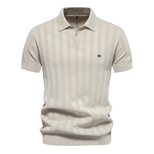Heren Gestreepte Gebreide Korte Mouw Polo Shirt