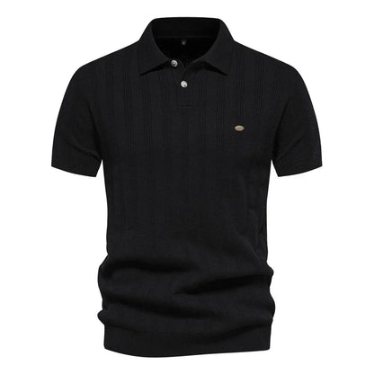 Heren Gestreepte Gebreide Korte Mouw Polo Shirt