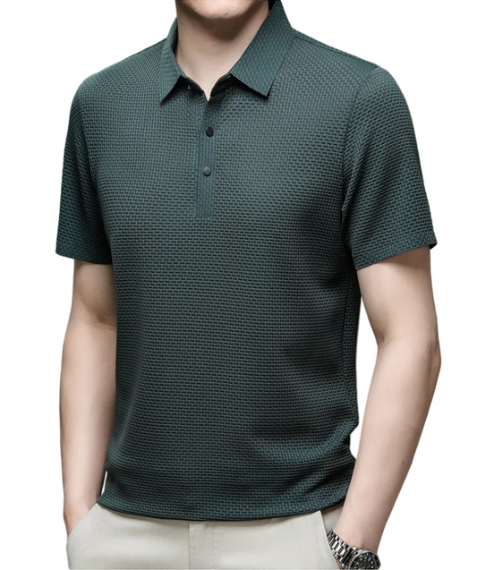 Heren Getextuurde Polo Korte Mouw Casual