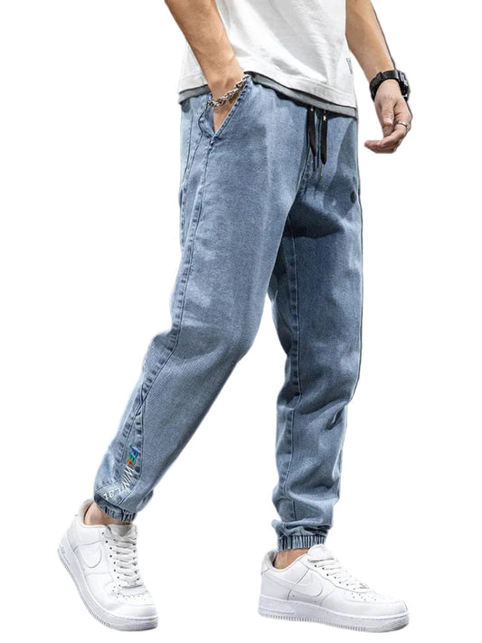 Heren Jog Jeans Spijkerbroek Trekkoord