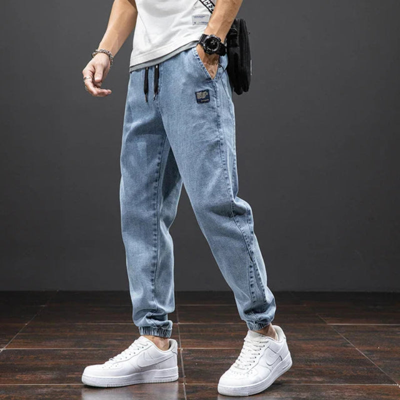 Heren Jog Jeans Spijkerbroek Trekkoord
