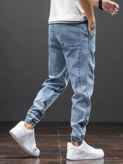 Heren Jog Jeans Spijkerbroek Trekkoord