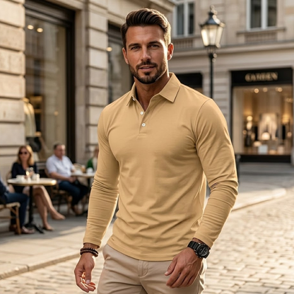 Heren Polo Shirt Slim Fit Lange Mouw Modehuis-Nederland
