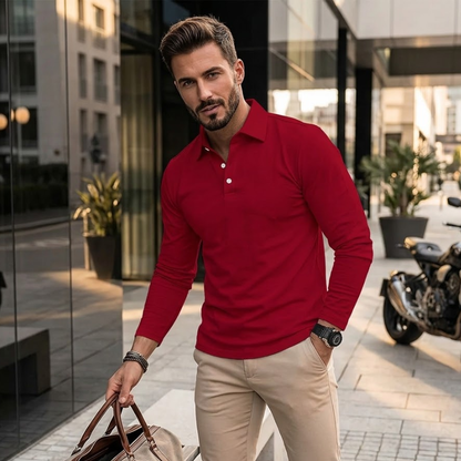 Heren Polo Shirt Slim Fit Lange Mouw Modehuis-Nederland