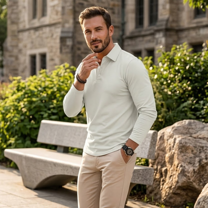 Heren Polo Shirt Slim Fit Lange Mouw Modehuis-Nederland