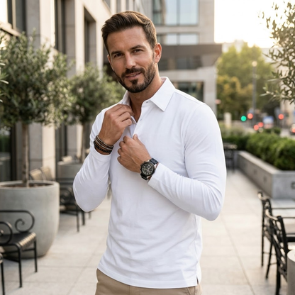 Heren Polo Shirt Slim Fit Lange Mouw Modehuis-Nederland
