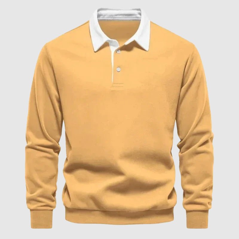 Heren Polo Sweater Lange Mouwen Contrastkraag