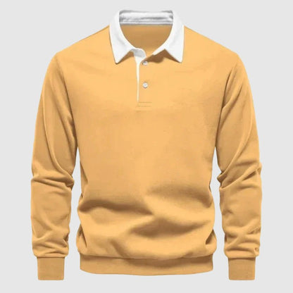 Heren Polo Sweater Lange Mouwen Contrastkraag