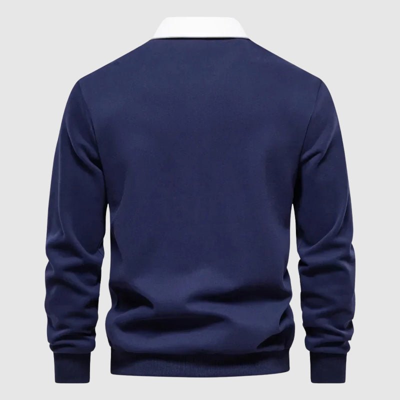 Heren Polo Sweater Lange Mouwen Contrastkraag