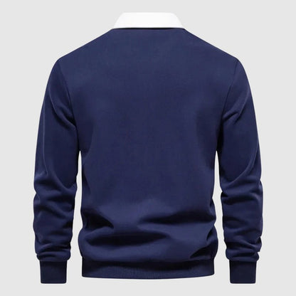Heren Polo Sweater Lange Mouwen Contrastkraag
