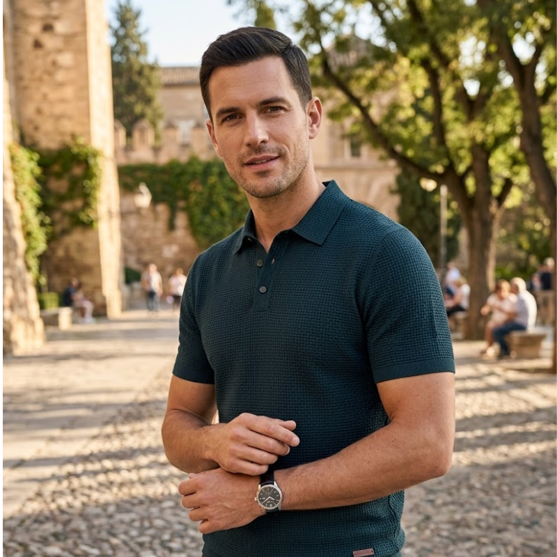 Heren Polo T Shirt Korte Mouwen Knoopsluiting Modehuis-Nederland