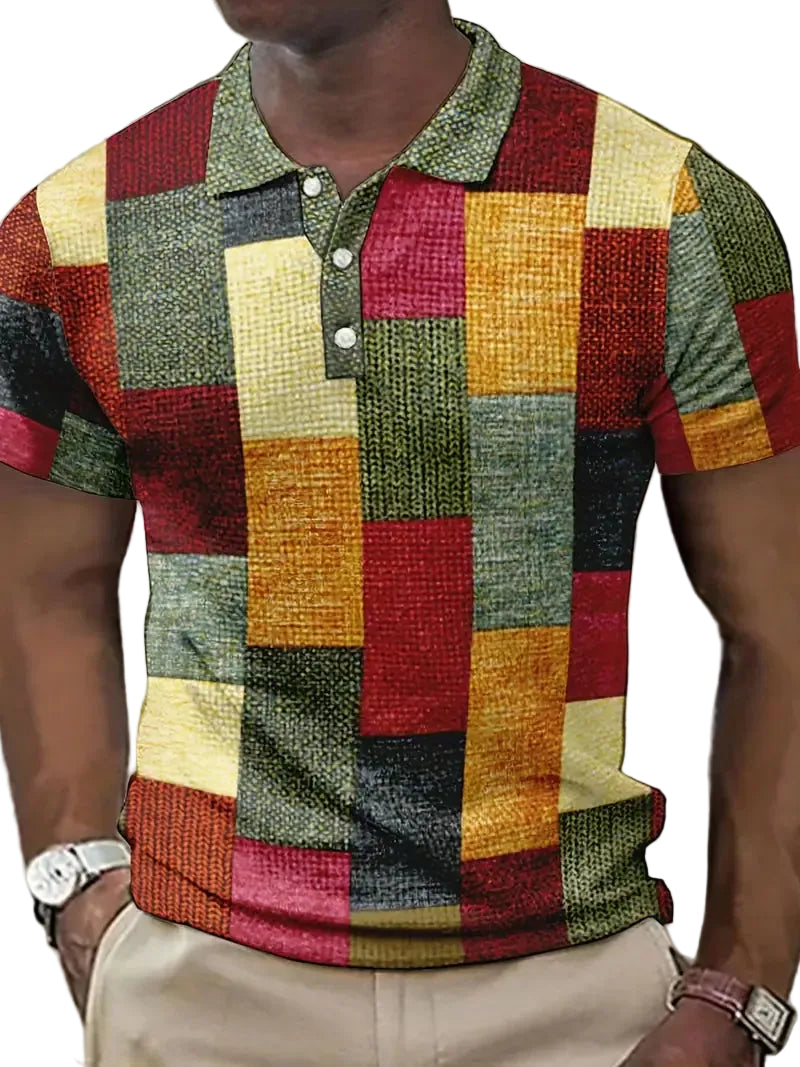 Heren Polo T Shirt Met Print Korte Mouwen Knoopsluiting