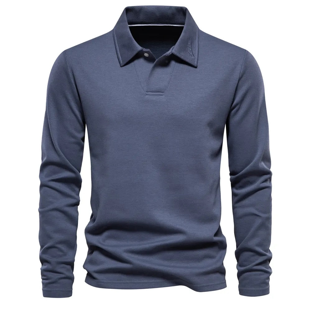 Heren Polo Trui V-Hals Lange Mouw