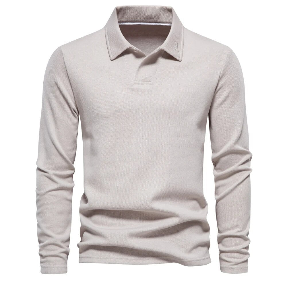 Heren Polo Trui V-Hals Lange Mouw