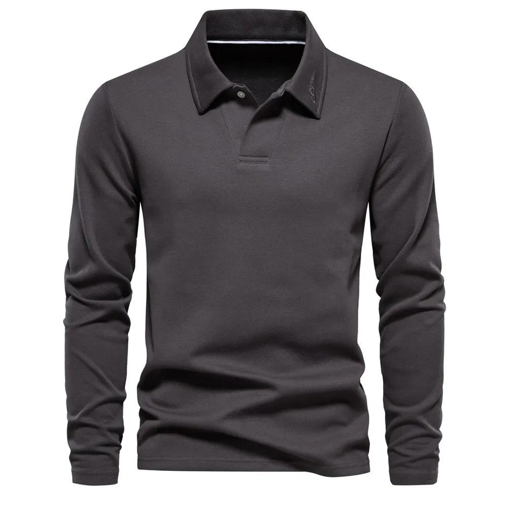 Heren Polo Trui V-Hals Lange Mouw