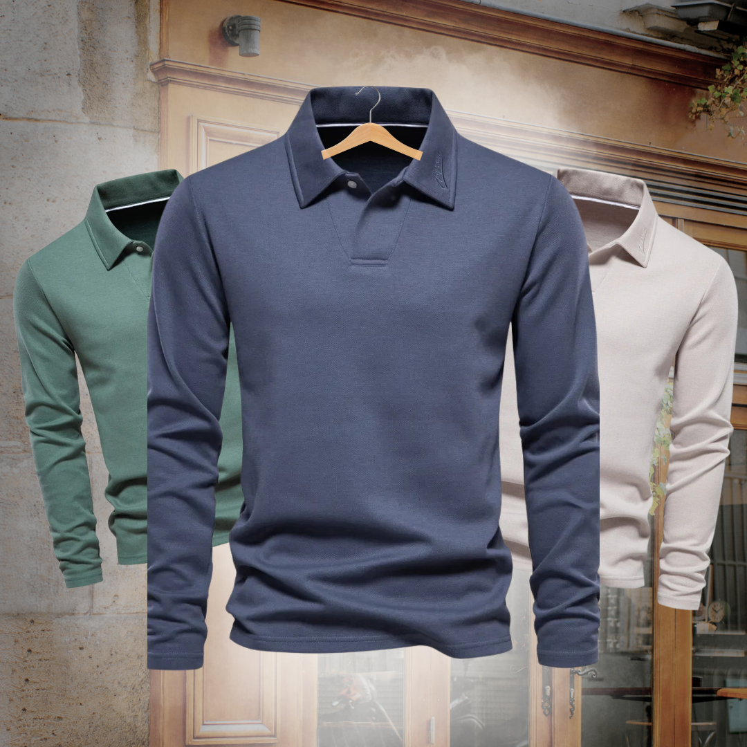 Heren Polo Trui V-Hals Lange Mouw