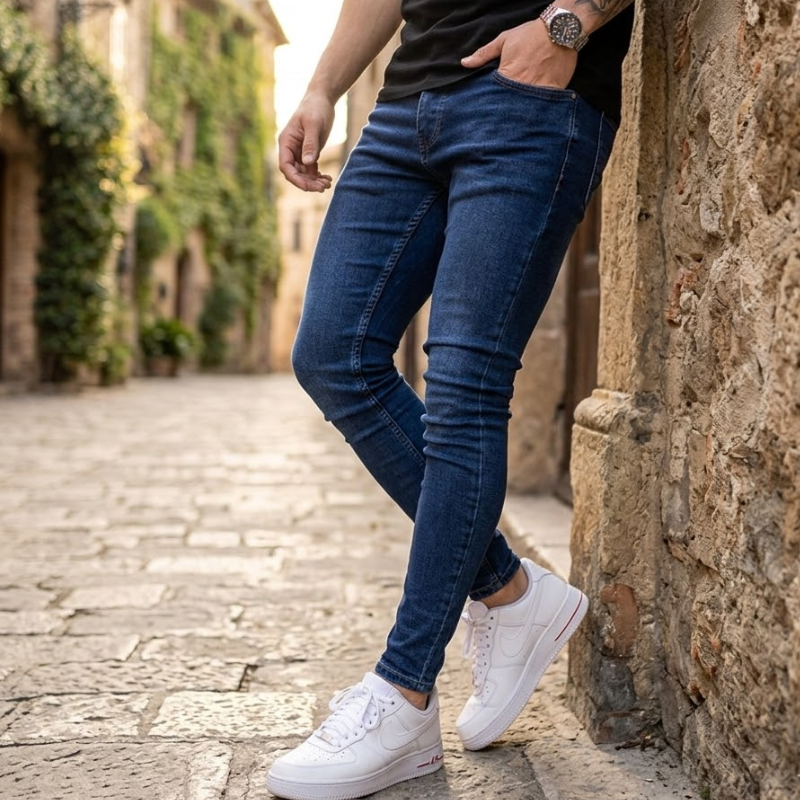 Heren Skinny Fit Jeans Spijkerbroek Modehuis-Nederland