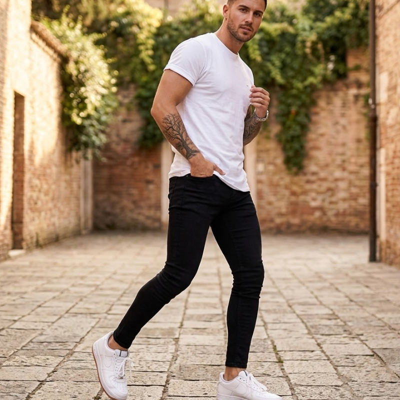 Heren Skinny Fit Jeans Spijkerbroek Modehuis-Nederland