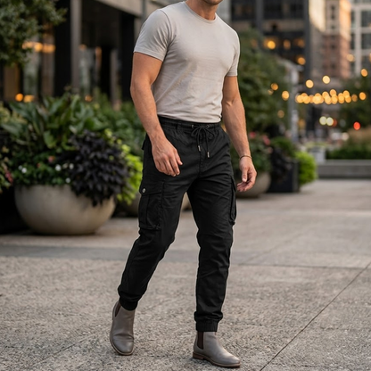 Heren Slim Fit Cargo Broek Joggingbroek Klepzakken Modehuis-Nederland