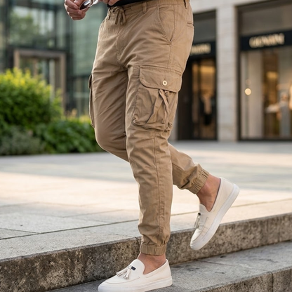Heren Slim Fit Cargo Broek Joggingbroek Klepzakken Modehuis-Nederland