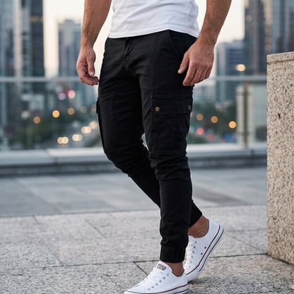 Heren Slim Fit Cargo Broek Zijzak Modehuis-Nederland