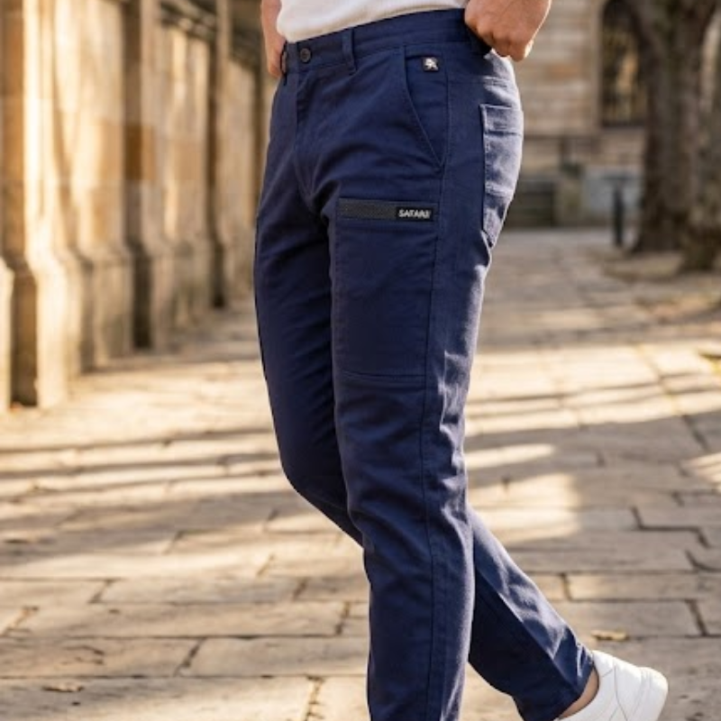 Heren Slim Fit Cargo Broek Zijzakken Modehuis-Nederland