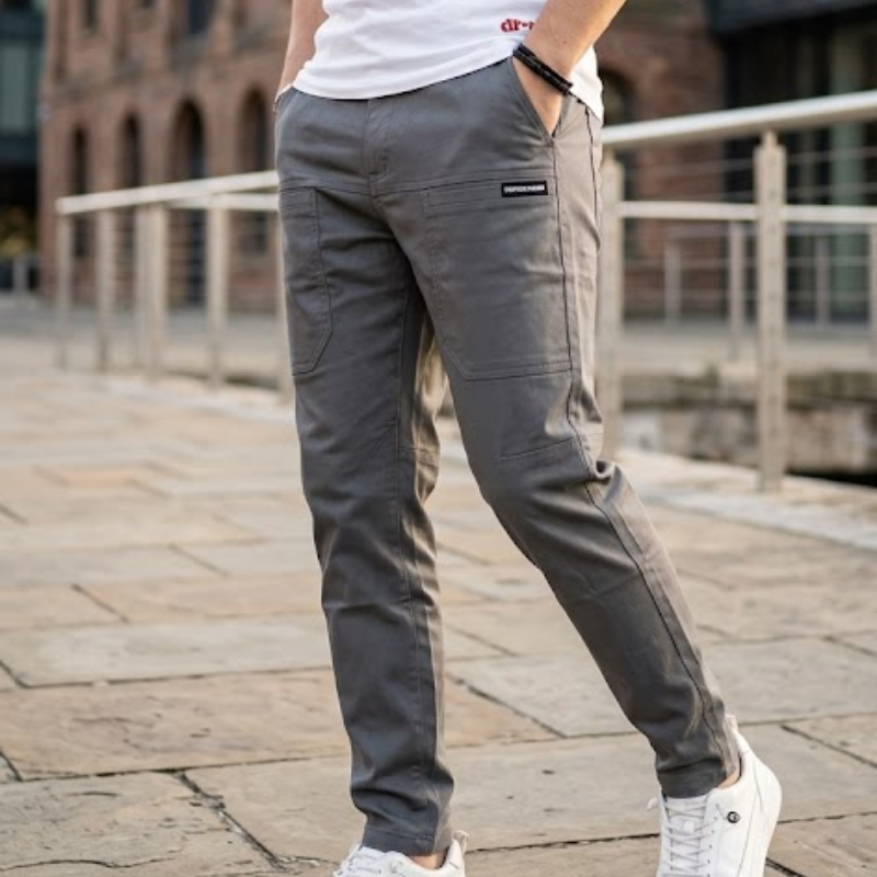 Heren Slim Fit Cargo Broek Zijzakken Modehuis-Nederland