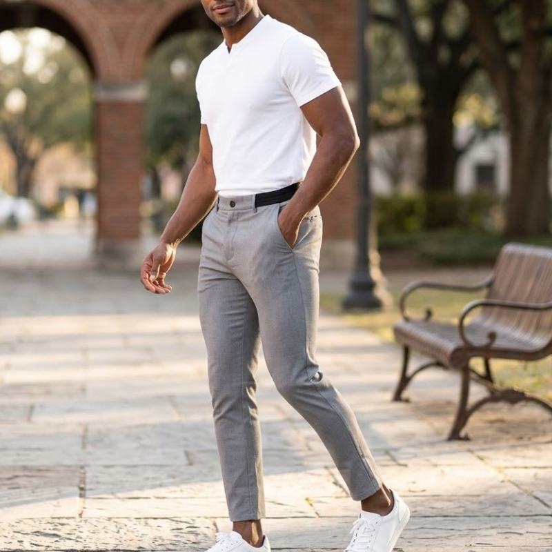 Heren Slim Fit Chino Broek Cropped Modehuis-Nederland
