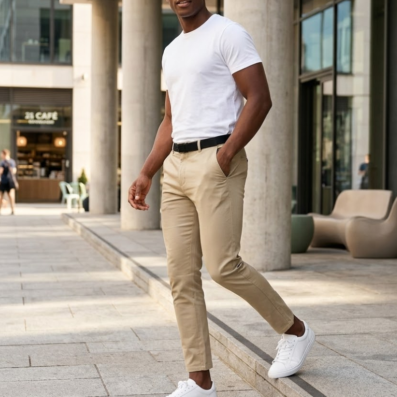 Heren Slim Fit Chino Broek Cropped Modehuis-Nederland