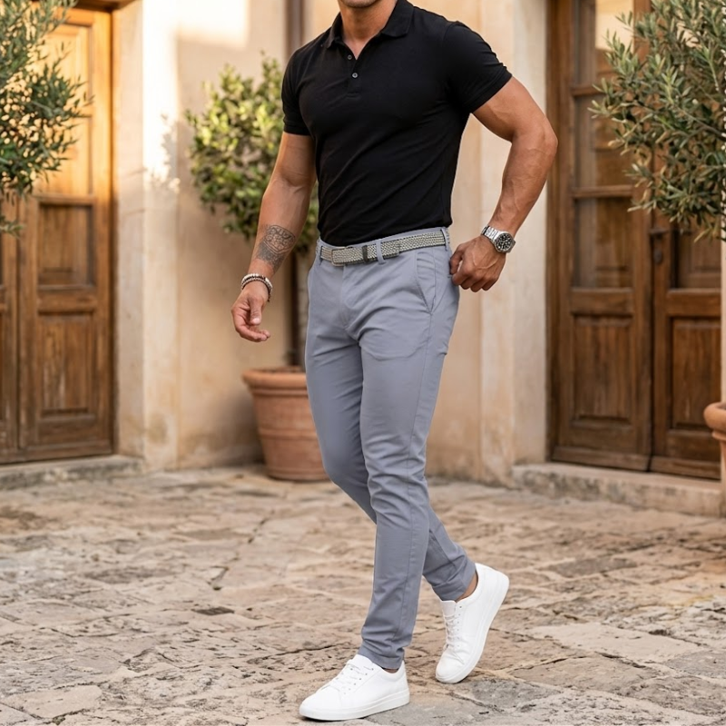 Heren Slim Fit Chino Broek Riemlussen Modehuis-Nederland