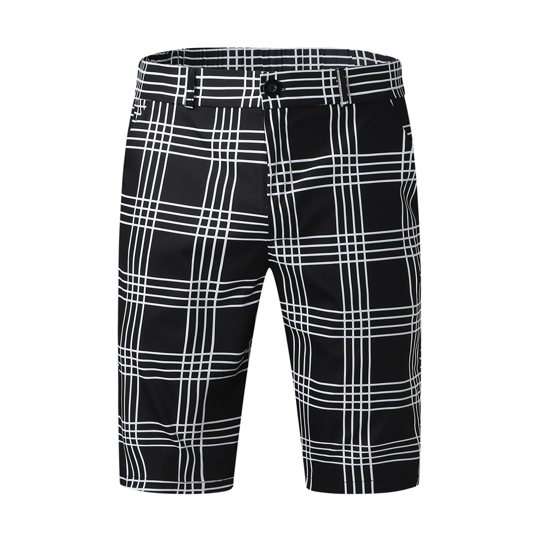 Heren Slim Fit Geruite Korte Broek Ruitpatroon