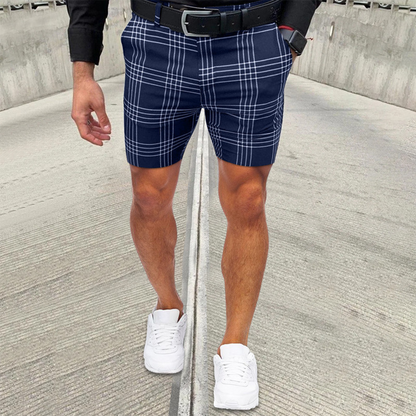 Heren Slim Fit Geruite Korte Broek Ruitpatroon