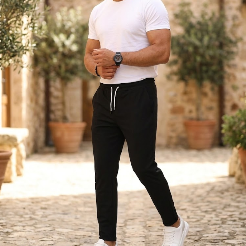 Heren Slim Fit Joggingbroek Trekkoord Modehuis-Nederland