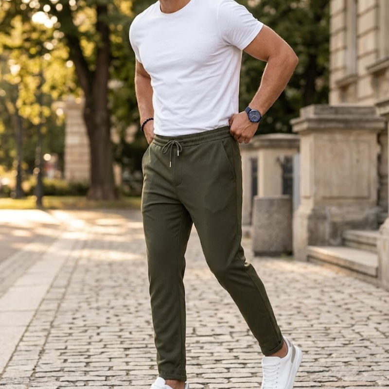 Heren Slim Fit Joggingbroek Trekkoord Modehuis-Nederland