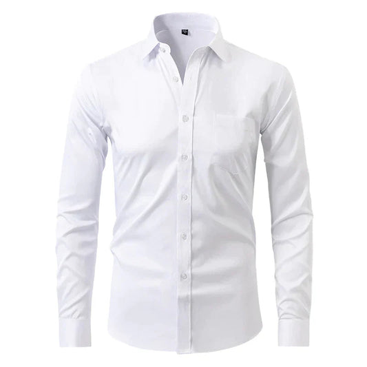 Heren Slim Fit Overhemd Lange Mouwen Borstzak