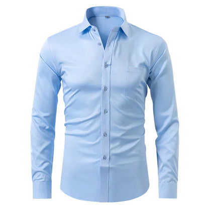 Heren Slim Fit Overhemd Lange Mouwen Borstzak