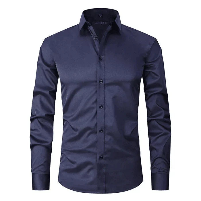 Heren Slim Fit Overhemd Lange Mouwen Borstzak