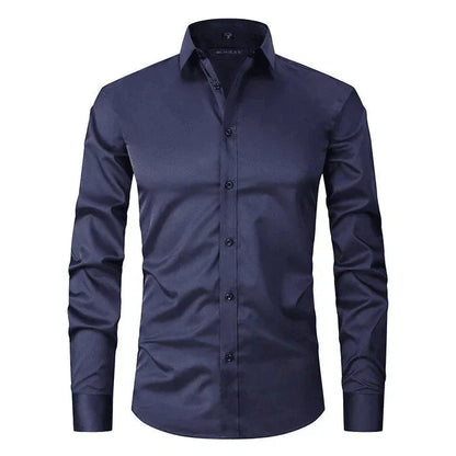 Heren Slim Fit Overhemd Lange Mouwen Borstzak