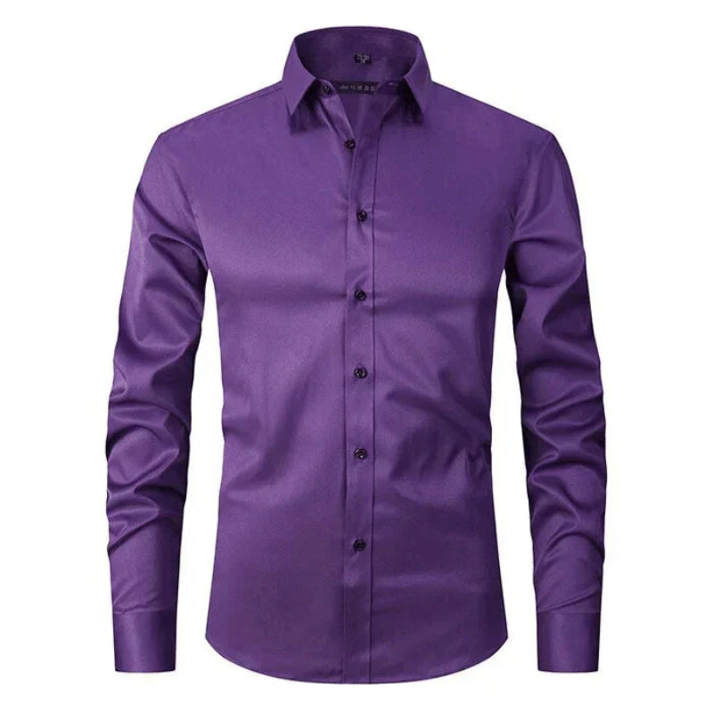 Heren Slim Fit Overhemd Lange Mouwen Borstzak